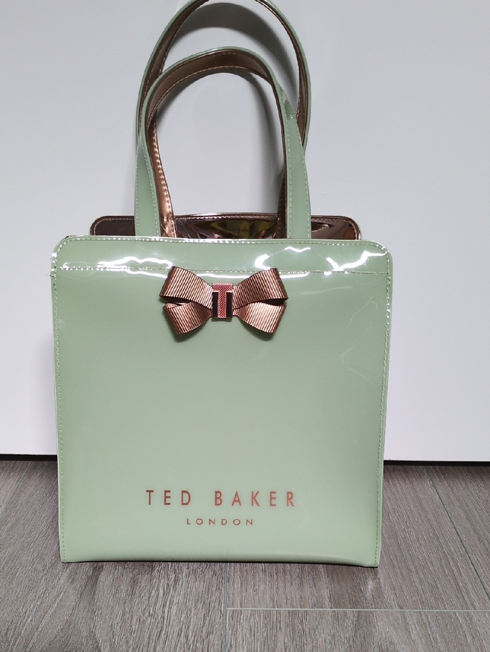 Authentic Ted Baker Mint Green Tote with Rose Gold Bow Accent